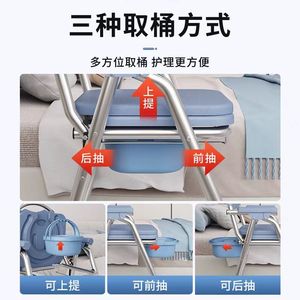 Foldable Stainless Steel <b>Commode</b> <b>Chair</b> With Soft Seat And Adjustable Height For Elderly And Disabled Hospital Use - Product Image 3