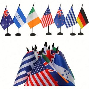 Promotional Premium Custom Nylon Plastic Base Polyester Mini Country National Office Desk Table <b>Flags</b> - Product Image 1