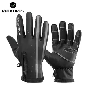 ROCKBROS mitaines de cyclisme équipement hiver écran <span class=keywords><strong>tactile</strong></span> vélo anti-dérapant chaud étanche à la pluie coupe-vent thermique doigt complet gants de vélo - Product Image 2