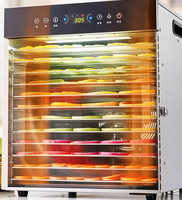 Hete Aanbieding 8/12/16 Tray Touchscreen Voedseldroger Commerciële Tijdgestuurde Versie Fruitdroogmachine met Ozonfunctie