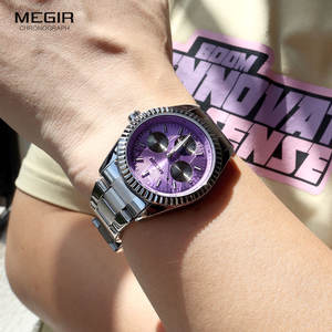 Reloj <span class=keywords><strong>de</strong></span> Cuarzo MEGIR para Hombre con Correa <span class=keywords><strong>de</strong></span> Acero Inoxidable, Estilo Ejecutivo, con Fecha, Función <span class=keywords><strong>de</strong></span> <span class=keywords><strong>Fase</strong></span> Lunar <span class=keywords><strong>de</strong></span> 24 Horas - Product Image 5