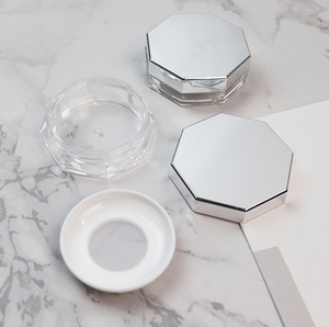 Xinrunjin, caja de polvo de malla elástica portátil personalizable, espejo octogonal plateado, subembalaje para maquillaje, polvo corporal de plástico - Product Image 5