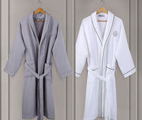 Peignoir en coton tissé 100% pour femmes et hommes, été/printemps, respirant, séchage rapide, longueur intégrale