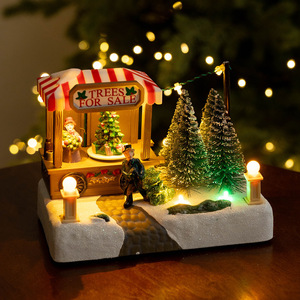 Adorno de Escritorio Navideño con Tren y Árbol de Navidad, Estilo Europeo, Micropaisaje, Eléctrico y Giratorio - Product Image 2