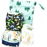 Lot de 6 couches lavables et réutilisables, taille unique, réglables et personnalisées pour bébé avec 6 inserts en microfibre, 1 sac humide