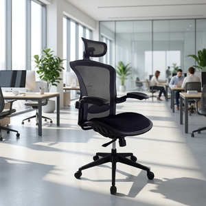 Ergonomic Modern Mesh Office Chair with Adjustable Armrest Built-In Headrest Tilt Mechanism <b>Swivel</b> Design for Commercial Use - Product Image 3