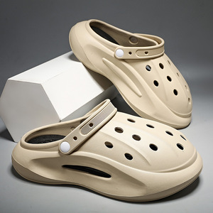 Sabots pour femmes et hommes, antidérapants, à semelle épaisse, chaussures de plage, pantoufles d'été, semelle souple de 4,0 cm, kaki, blanc, noir - Product Image 1