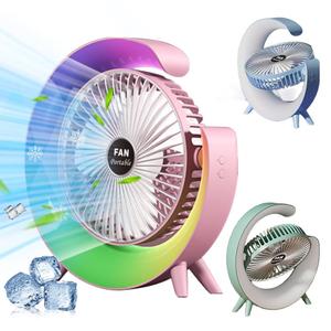 2025 Portable Air Circulation Desk Oscillating Fan <b>Small</b> Table Fan with Colorful Night Light for Room Home - Product Image 3