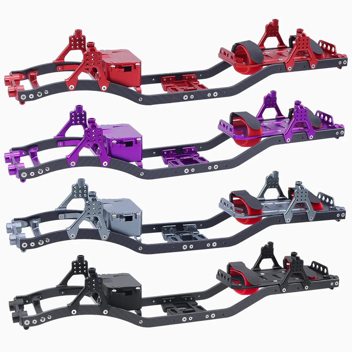 RC 1/10 Crawler Carbon Fiber Girder 4MM CNC Metal Car Chassis Frame Body Kit Parts For Axial SCX10 II Rock Off Road Truck