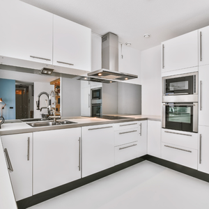 Armarios de Cocina Modulares Modernos de Diseño Personalizado en Madera Enbl con Puerta Corredera de Vidrio Esmerilado y Espejo para Dormitorio - Product Image 3