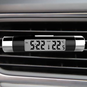 Car Air Vent Clock Digital Thermometer With Luminous Function Metal Electronic Watch For Vehicle Interior Display - Product Image 1