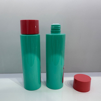 Vente en gros de flacons de toner PET ronds et droits de 100 ml, 120 ml, 150 ml, 200 ml, vert brillant avec bouchon à vis orange