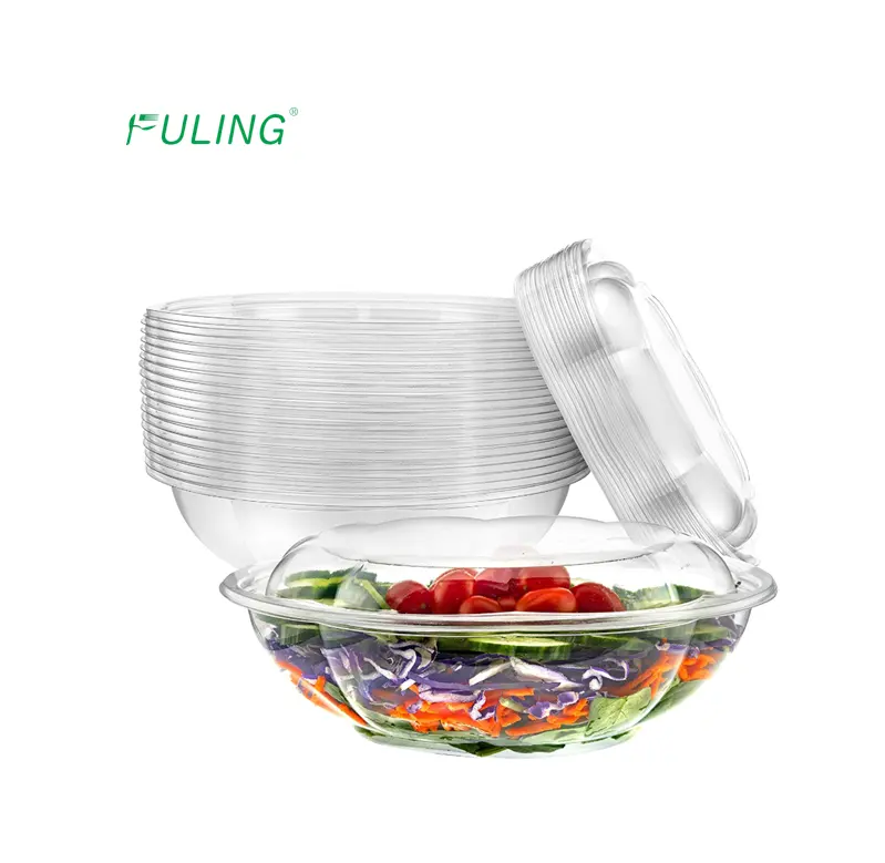 64 Ounce Large Salad Bowls Disposable Plastic Serving Bowl with Lids ,portable Serving Bowl Set Clear Food To-go,food Storage