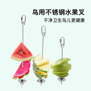 Stainless Steel <b>Bird</b> <b>Feeder</b> Fork Hanging Fruit Basket Spiral Design For <b>Birds</b> And Small Pets Durable Pet Food Rack - Product Image 4