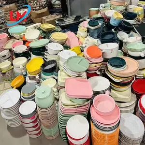 Platos de precio de fábrica personalizados en stock de fábrica de China, plato de cena de cerámica para restaurante, porcelana de Color, venta por tonelada