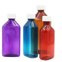 1oz 2oz 3oz 4oz 6oz 8oz 12oz 16oz Bouteille de pharmacie ambrée Bouteille de liquide ovale en plastique PET avec bouchons résistants aux enfants