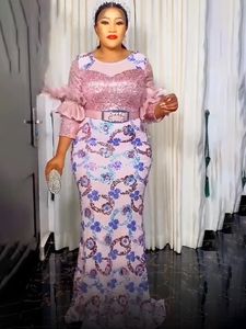 여성을위한 아프리카 드레스 2022 새로운 우아한 이브닝 드레스 플러스 사이즈 섹시한 슬림 웨딩 인어 가운 벨트 파티 옷 - Product Image 5