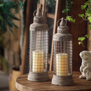 Portavelas de Hierro Estilo Europeo, Cilíndrico con Cubierta de Malla Metálica, Decoración para el Hogar, Linterna - Product Image 3