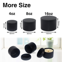 Boîtes en fer blanc noires personnalisées en gros de 8oz, 4oz, 6oz, 10oz, 16oz avec couvercle métallique pour bougies en cire de soja parfumée pour l'artisanat, sacs OPP