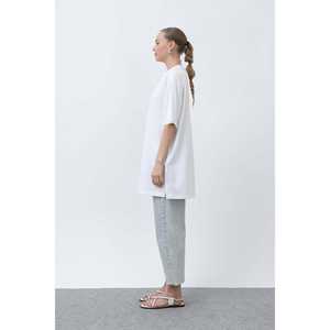 Camiseta larga holgada de punto para mujer Mango, manga regular, color beige 40009TSH - Product Image 6