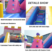Château gonflable pour enfants avec toboggan, petit parc gonflable rose, matériau PVC commercial, capacité de 500 kg, installation facile