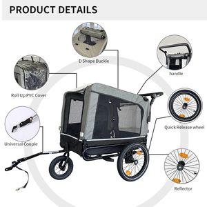 Remorque de vélo 2 en 1 pour chien et bébé, haute qualité, meilleure poussette pour animaux de compagnie, chariot de transport pour animaux - Product Image 4