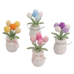 Vase à fleurs en laine tricoté à la main au crochet, décoration de table, article cadeau - Product Image 5