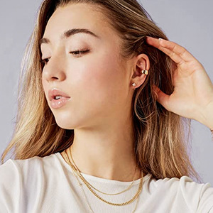Fashion Trendy <strong>Tiny</strong> Cartilage Stainless Steel Piercing Stud <strong>Earrings</strong> Small Huggie Half <strong>Hoops</strong> with Zircon for Women's Gift - Product Image 4