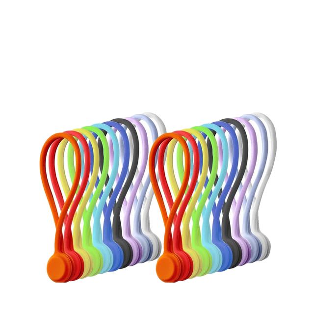 JIAEN Reusable Releasable 18cm 19cm 11cm Silicone Magnetic Cable Ties Smart Home Organizer  for Home Office and  Kitchen