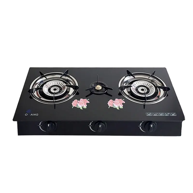 BOWANG- Table 3 Burner Glass Top Gas Cooker(BW3208)