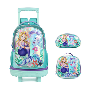 Mermaid Rolling Girls <span class=keywords><strong>Mochila</strong></span> Juegos DE EQUIPAJE DE VIAJE Dibujos animados Estudiante Escuela Trolley Bolsas para niñas - Product Image 6