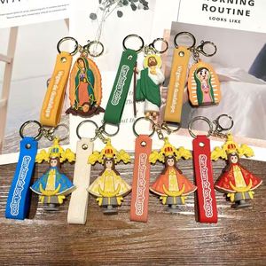 Porte-clés religieux en PVC souple, pendentif Vierge Marie Jésus pour clés de voiture, breloque de sac, bijou, cadeau - Vente en gros - Product Image 1