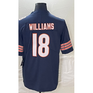Maillot de football américain pour homme, manches courtes, adulte # 18 Caleb Williams Orange Navy White Team Colors Col en V Polyester Transfert thermique - Product Image 5