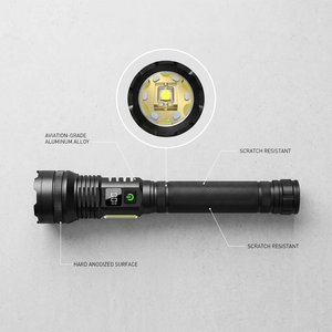 Lampe torche LED WOSEN Powerful 7070, laser blanc, portée 1000 m, 10000 mAh rechargeable, affichage numérique, lampe de recherche tactique - Product Image 4