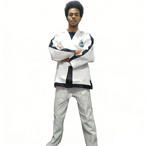 Vêtements de Taekwondo ITF en gros, uniforme de Taekwondo professionnel avec logo personnalisé, <span class=keywords><strong>ceinture</strong></span> <span class=keywords><strong>noire</strong></span>, costume de maître 4-6 <span class=keywords><strong>dan</strong></span> - Product Image 1