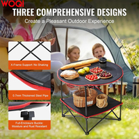 WOQI Table ronde pliante de camping en toile pour pique-nique portable en plein air avec 4 porte-gobelets