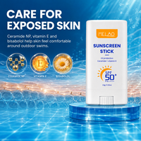 Sunscreen Stick SPF 50 untuk Kulit Berminyak, dengan Zinc, Perlindungan UV Organik, Tahan Air, Alami, Label Pribadi, untuk Berenang