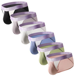 टिकाऊ कस्टम पुरुष टंगा अंडरवियर जॉक भित्ति शुद्ध रंग नायलॉन लिंग छेद कमर के साथ लुभावनी कपड़े पर लोगो के साथ लोकप्रिय - Product Image 3