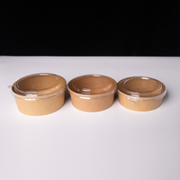 Conteneur jetable rond en kraft pour plats à emporter, boîte à repas avec couvercle, logo personnalisé OEM, vente en gros, boîte écologique en vrac