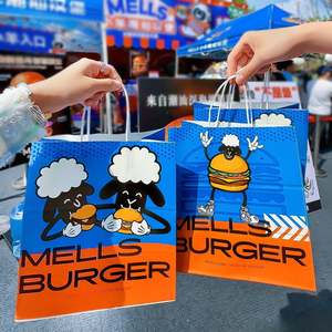 Bolsas de Papel Kraft Biodegradables y Ecológicas Personalizadas con Logotipos para Papas Fritas y Hamburguesas, con Asa - Product Image 5