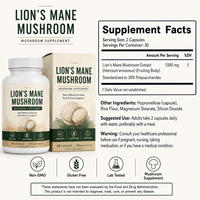 Cápsulas Nootrópicas de Melena de León al por Mayor, 1000mg, 30% Polisacáridos, para la Salud Cerebral y la Concentración, Marca Privada, 60 Unidades