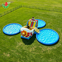 Tobogán Acuático Inflable con Forma de Barco Pirata y Calavera Gigante, con Piscina Extra Grande, Equipo de Entretenimiento para Parques Acuáticos