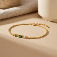 Bracelet ZG minimaliste à trois barres de baguettes en CZ, bracelet géométrique coloré plaqué or, à porter au quotidien