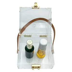Caja organizadora de maquillaje acrílica con tapa y asa, almacenamiento de escritorio para cosméticos y perfumes YZ-861298 - Product Image 1
