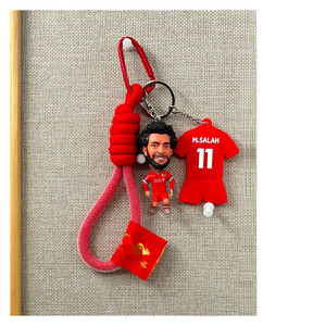 Llavero con Camiseta de Estrella de Fútbol, Juego de <span class=keywords><strong>Tres</strong></span> Piezas con Cordón, Colgante de Ronaldo, Neymar, Haaland, Recuerdo para Fanáticos del Fútbol, Regalo - Product Image 3