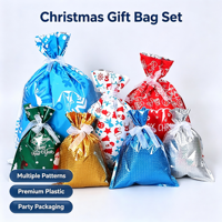 Kantong Kemasan Hadiah Belanja Plastik Cetak Kustom dengan Logo Dekorasi Natal Tas Hadiah Tali Serut
