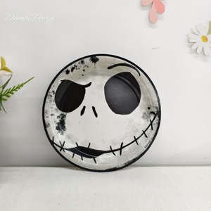 DAMAI Hallowmas Party Decoration Dark Style Horror Skull with Bats Plate <b>Disposable</b> <b>Tableware</b> Paper Shell Plates Cups Napkins - Product Image 3
