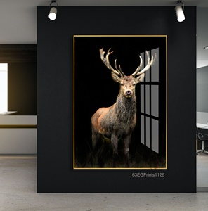 Stampa Acrilica Personalizzata, Dipinto di <span class=keywords><strong>Cervo</strong></span>, Quadro in Vetro <span class=keywords><strong>da</strong></span> Parete, Pittura Astratta Europea in Cristallo e Porcellana - Product Image 1