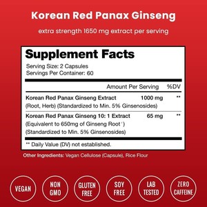 OEM Özel Etiketli Organik 1650mg Maksimum Güçlü Panax Ginseng Ginkgo Biloba Ashwagandha Kökü Bitkisel Ekstrakt Kapsülleri - Product Image 3