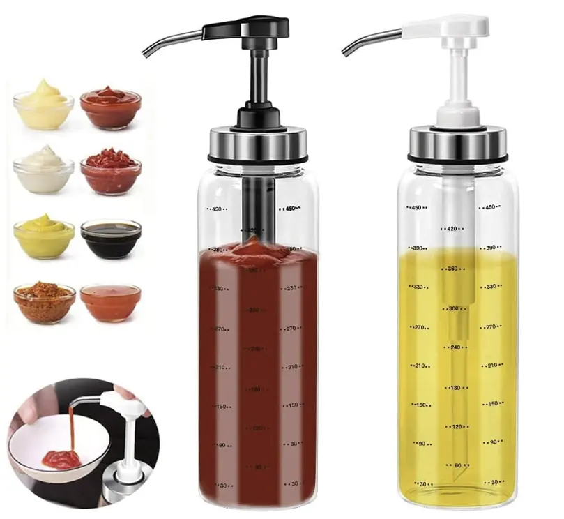 17 Unzen großer Olivenöl-Dospenser-Flaschen-Set Ketchup Salat Dressing Honig Soße Quetschflasche kein tropfen bleifreie Glasflaschen